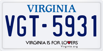 VA license plate VGT5931