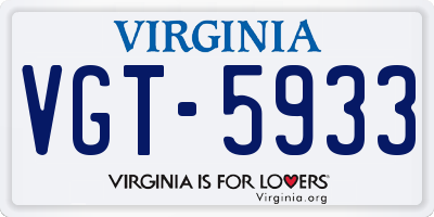 VA license plate VGT5933