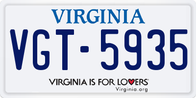 VA license plate VGT5935