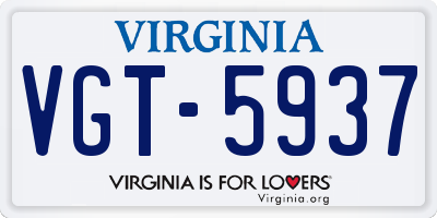 VA license plate VGT5937
