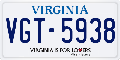 VA license plate VGT5938