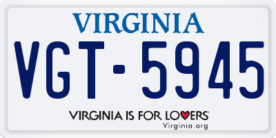 VA license plate VGT5945
