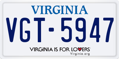 VA license plate VGT5947
