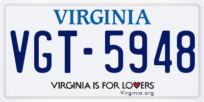 VA license plate VGT5948