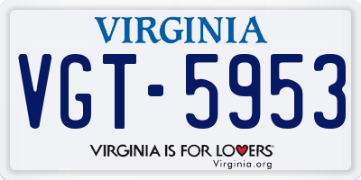 VA license plate VGT5953