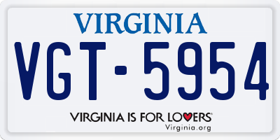 VA license plate VGT5954