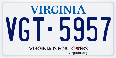VA license plate VGT5957
