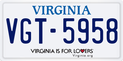 VA license plate VGT5958
