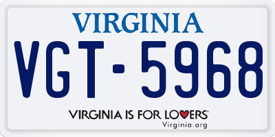 VA license plate VGT5968