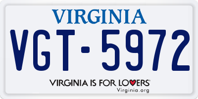VA license plate VGT5972