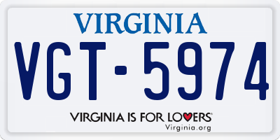 VA license plate VGT5974