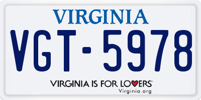 VA license plate VGT5978