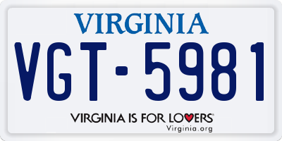 VA license plate VGT5981