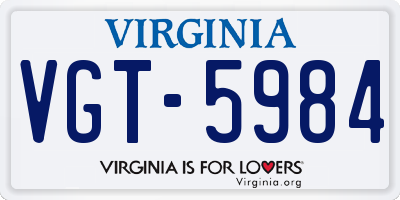 VA license plate VGT5984