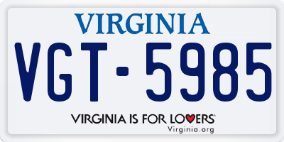 VA license plate VGT5985