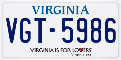 VA license plate VGT5986