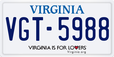 VA license plate VGT5988