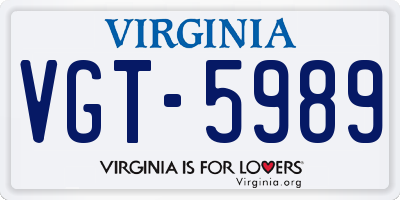 VA license plate VGT5989