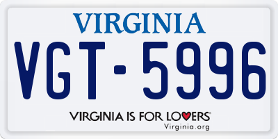 VA license plate VGT5996