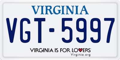 VA license plate VGT5997