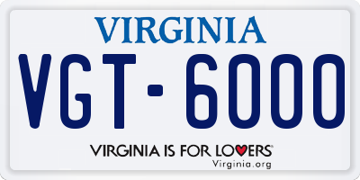 VA license plate VGT6000