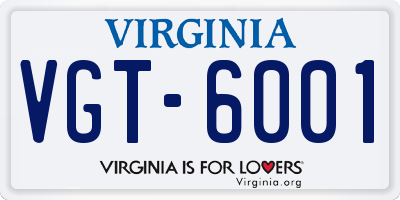 VA license plate VGT6001
