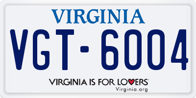 VA license plate VGT6004