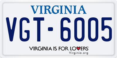 VA license plate VGT6005