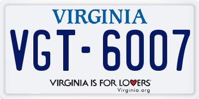 VA license plate VGT6007