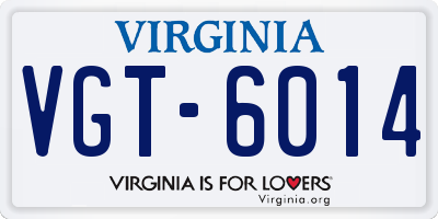 VA license plate VGT6014