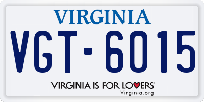 VA license plate VGT6015