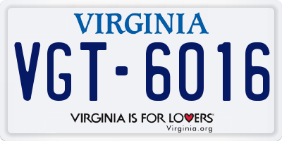 VA license plate VGT6016