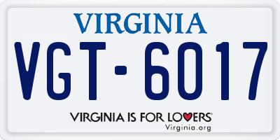 VA license plate VGT6017