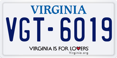 VA license plate VGT6019