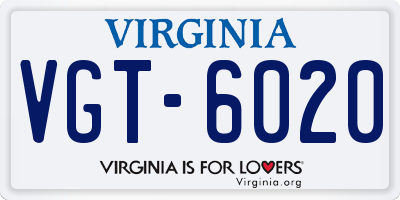 VA license plate VGT6020