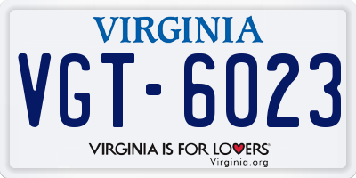 VA license plate VGT6023