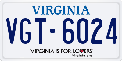 VA license plate VGT6024