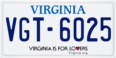 VA license plate VGT6025
