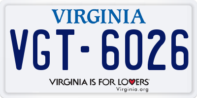 VA license plate VGT6026