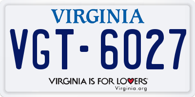 VA license plate VGT6027