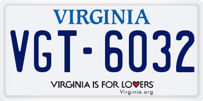 VA license plate VGT6032