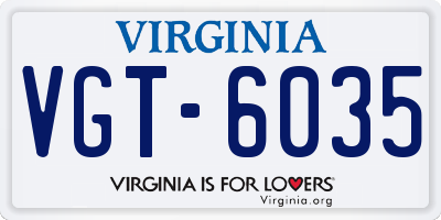 VA license plate VGT6035