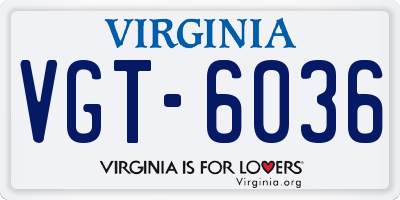 VA license plate VGT6036