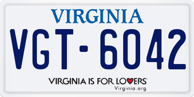 VA license plate VGT6042