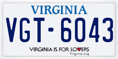 VA license plate VGT6043