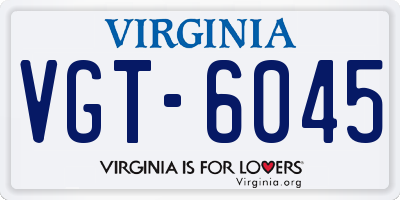 VA license plate VGT6045