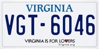 VA license plate VGT6046