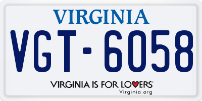 VA license plate VGT6058