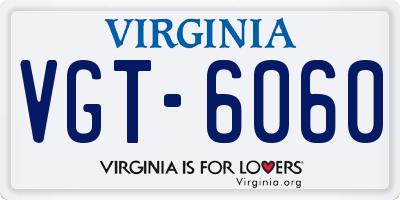 VA license plate VGT6060