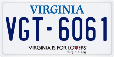 VA license plate VGT6061